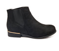 Womens Wide Fit Flat Black Suedette Pull On Elastic Chelsea Ankle Boots Size 3-8