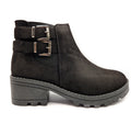 Women's Wide Fit Double Buckle Biker Ankle Boot Black