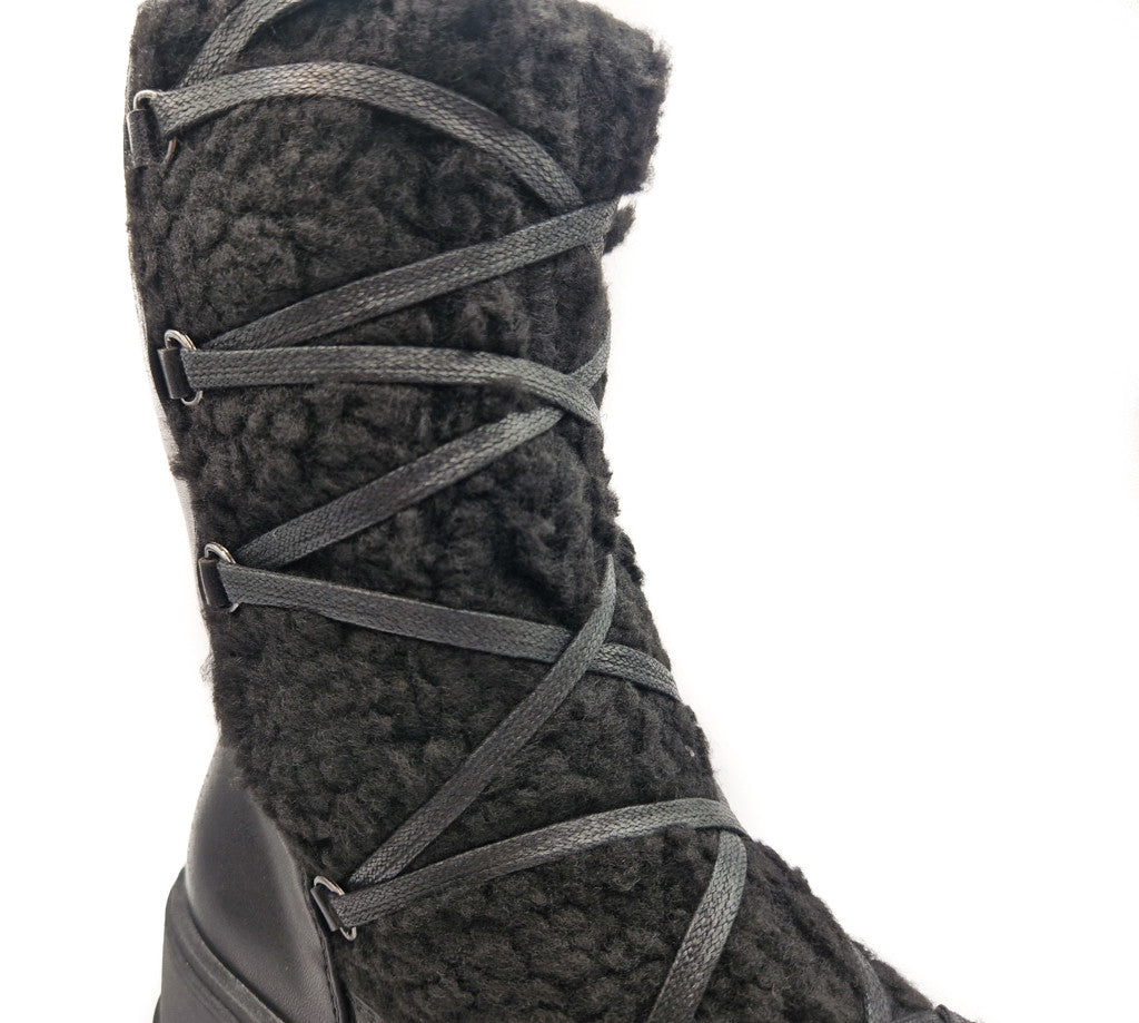 Womens Winter Warm Fur Lined Snow Boot Black