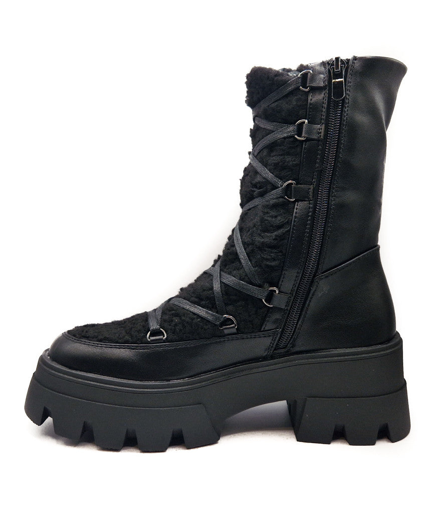 Womens Winter Warm Fur Lined Snow Boot Black