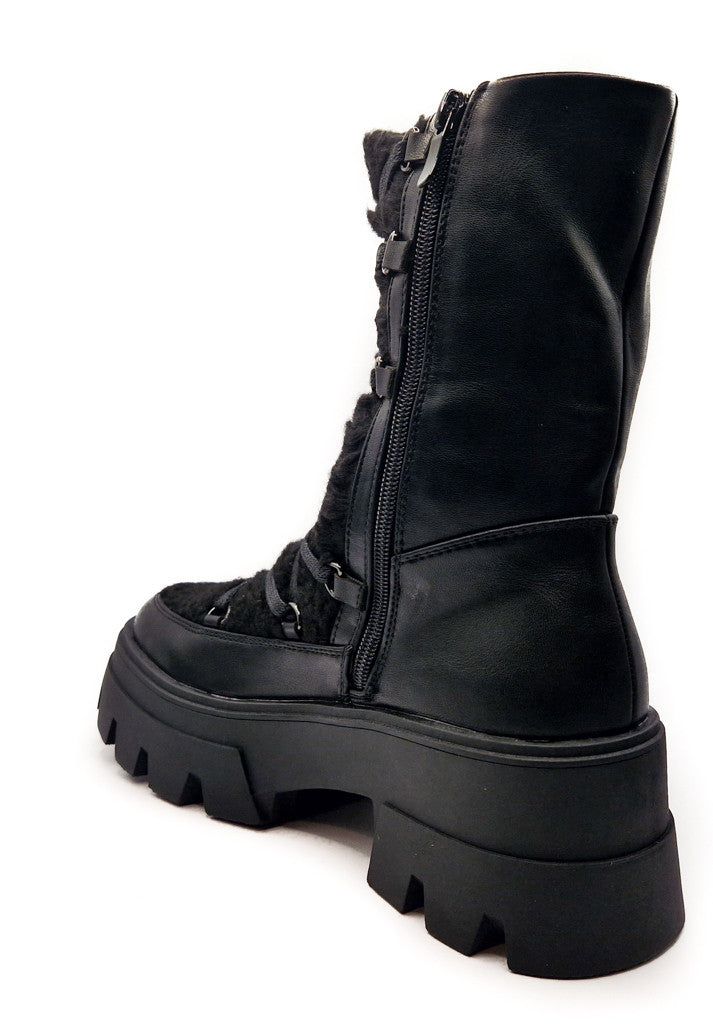Womens Winter Warm Fur Lined Snow Boot Black