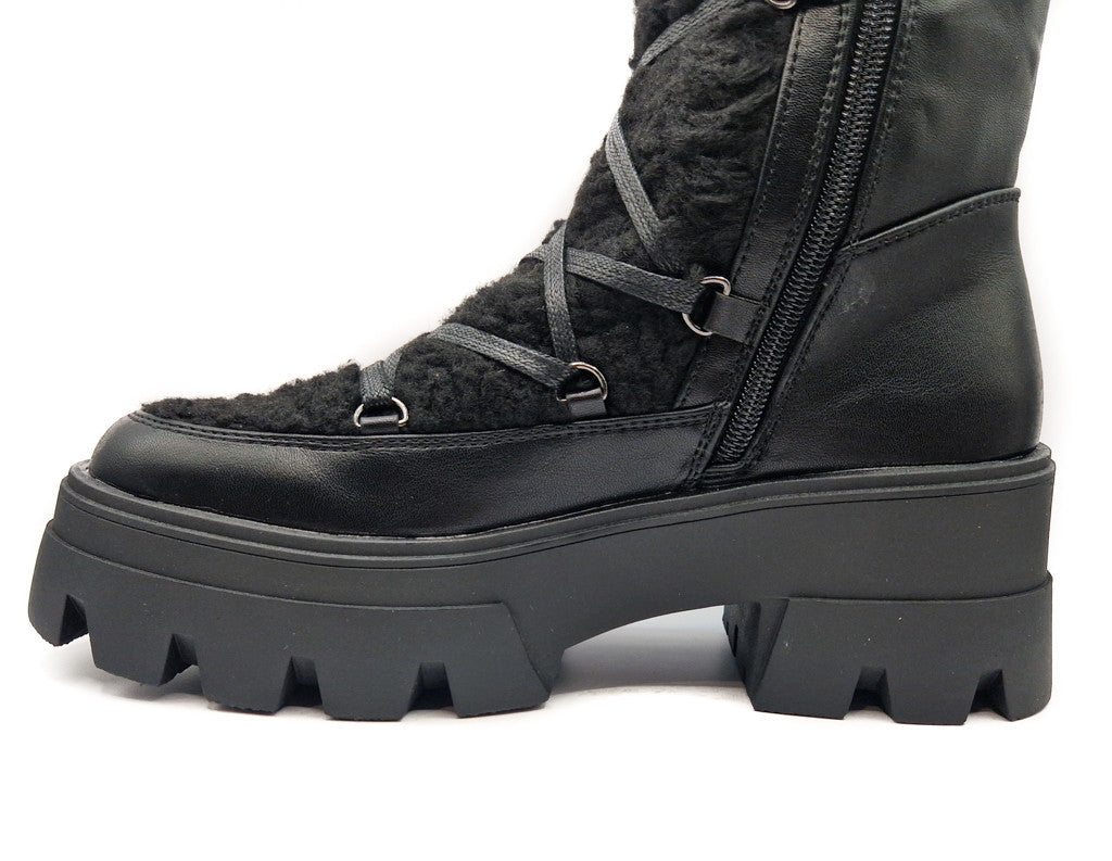 Womens Winter Warm Fur Lined Snow Boot Black