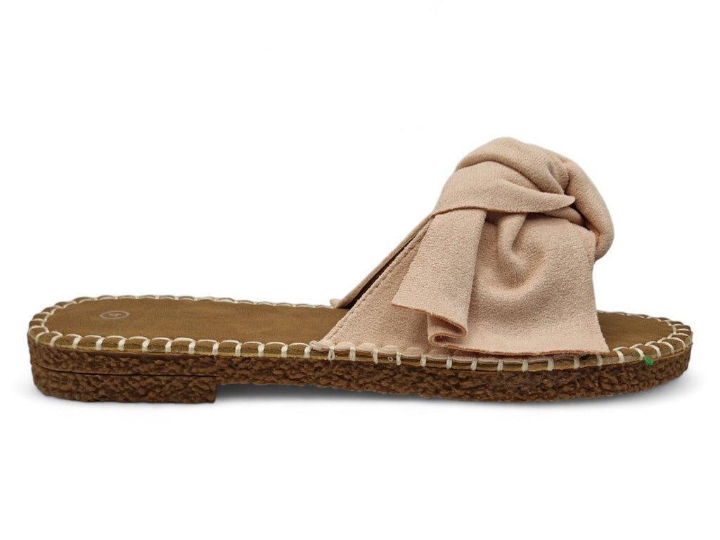 Blow Detail Slip On Mules Flip Flop Nude - Renna Clothing