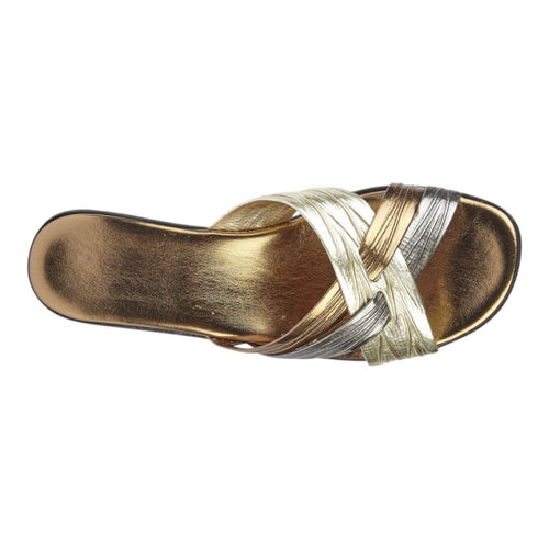 Boulevard Crossover Wedge Sandals Gold - Renna Clothing