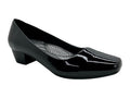 Boulevard Ladies Low Heel Court Shoes Black Patent - Renna Clothing