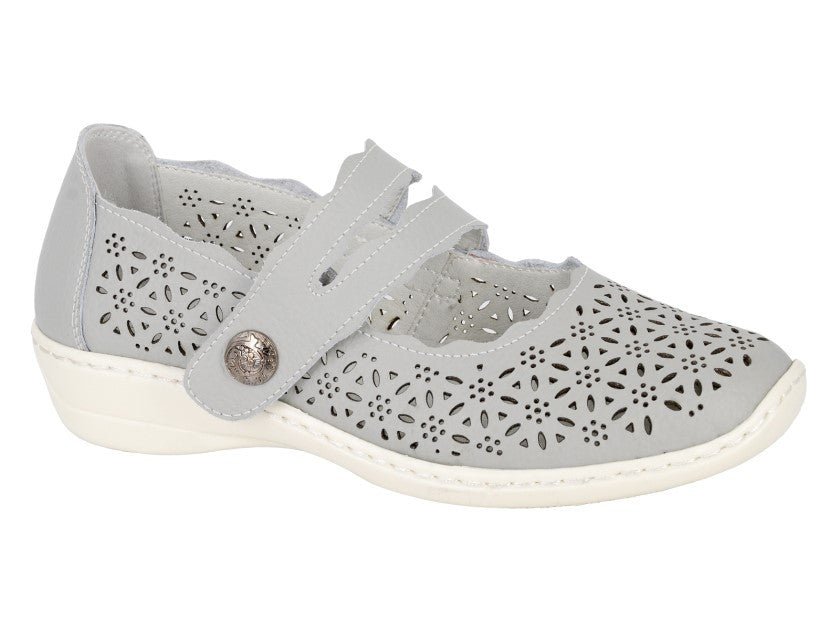 Boulevard Mary Jane Leather Shoes Grey - Renna Clothing