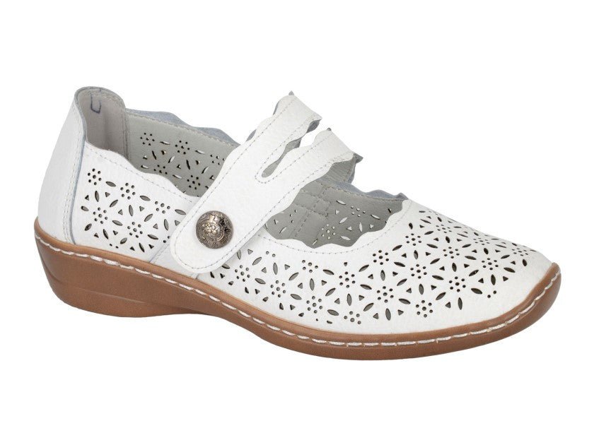 Boulevard Mary Jane Leather Shoes White - Renna Clothing