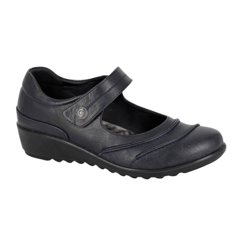 Boulevard Women’s Extra Wide EEE Fit Mary Jane Shoes Navy - Renna Clothing