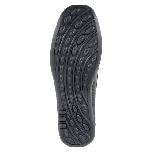 Boulevard Women's Extra Wide Fit Leather Slip On Moccasin Shoes Black - Renna Clothing
