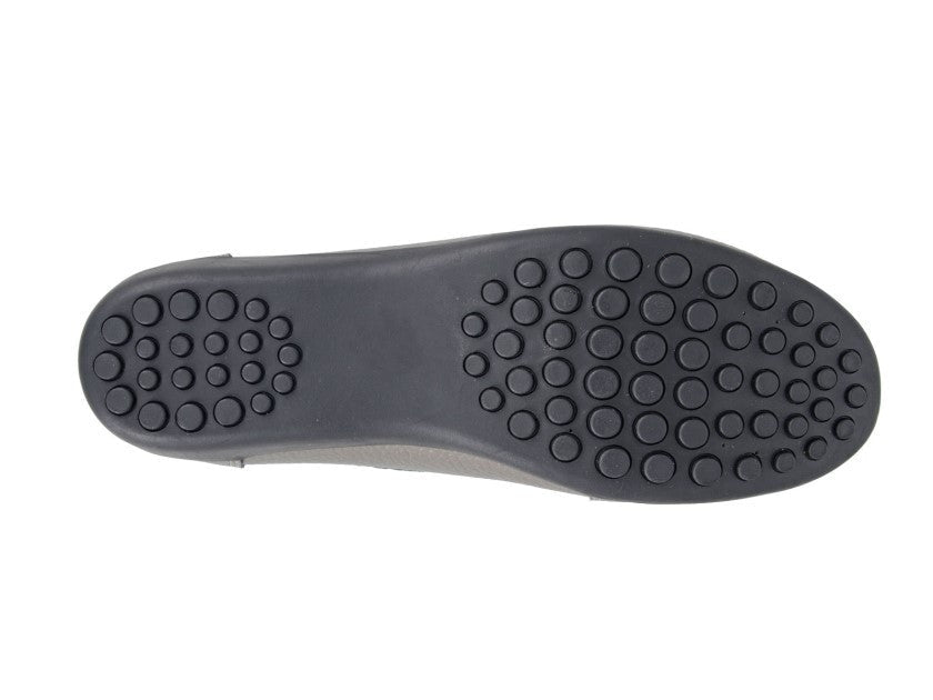 Boulevard Women's Leather Slip On Moccasin Shoes Pewter - Renna Clothing