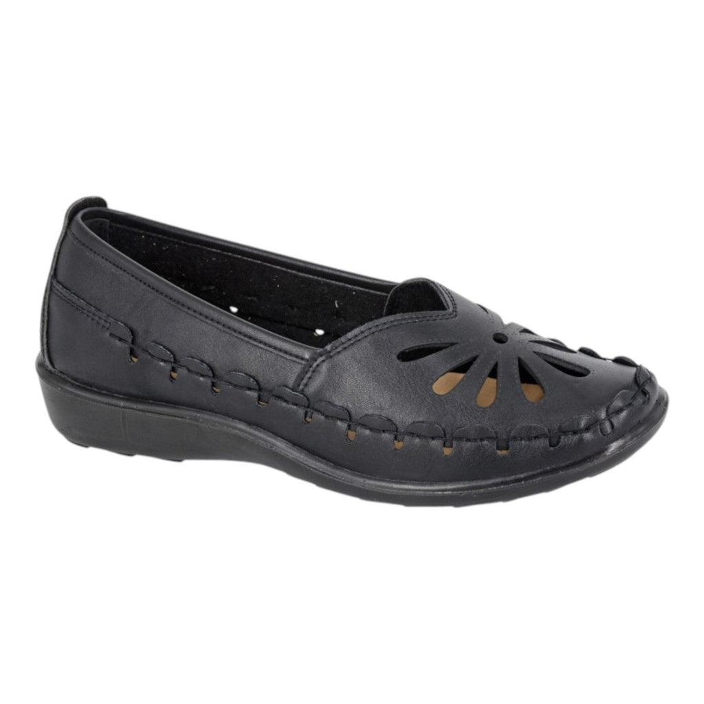 Boulevard Women's Leather Slip on Shoes Black - Renna Clothing
