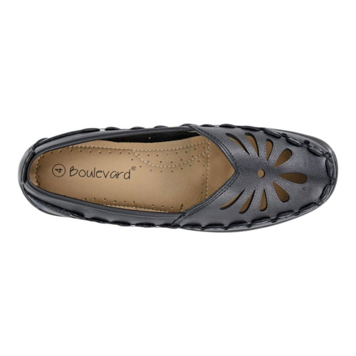 Boulevard Women's Leather Slip on Shoes Black - Renna Clothing