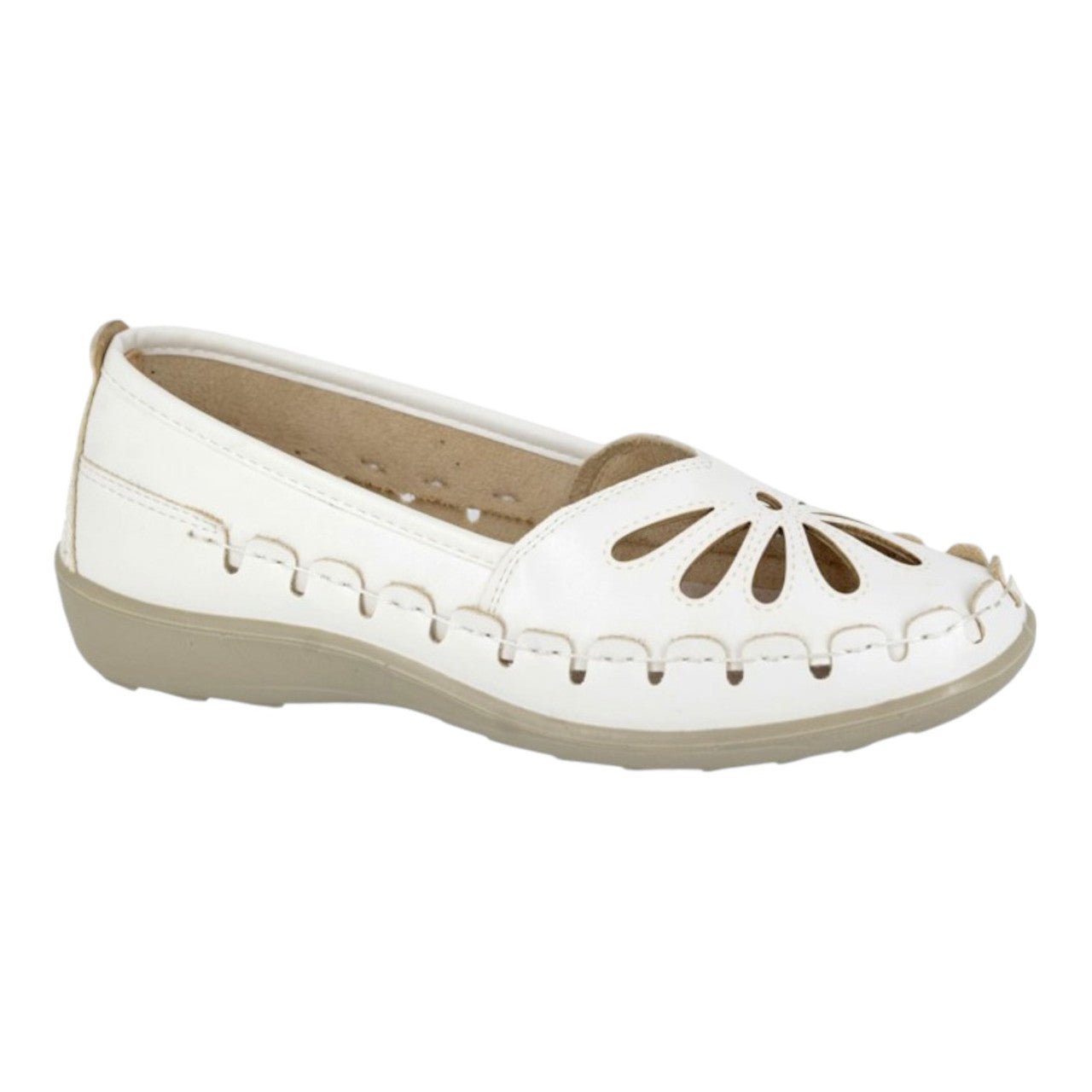 Boulevard Women's Leather Slip on Shoes White - Renna Clothing