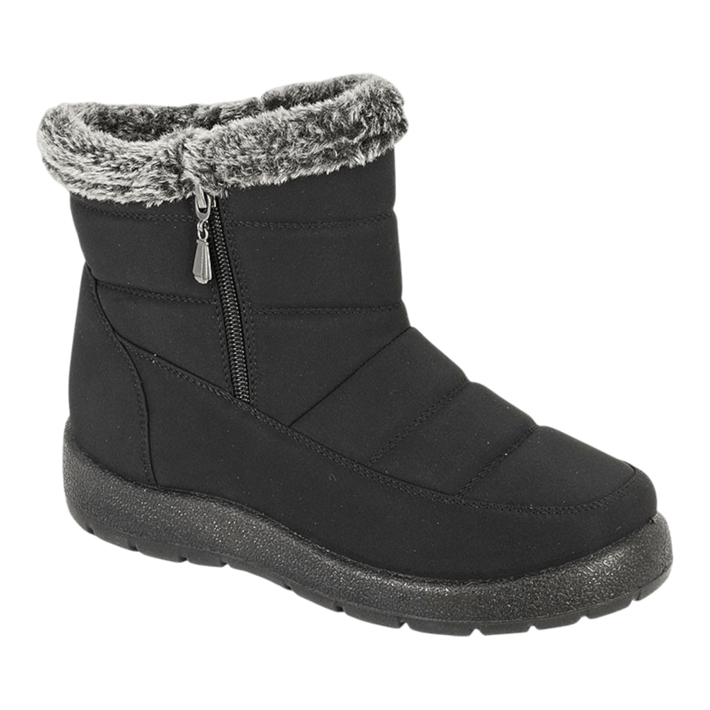 Boulevard Womens Winter Warm Fur Lined Wide Fit Snow Boot Black - Renna Clothing