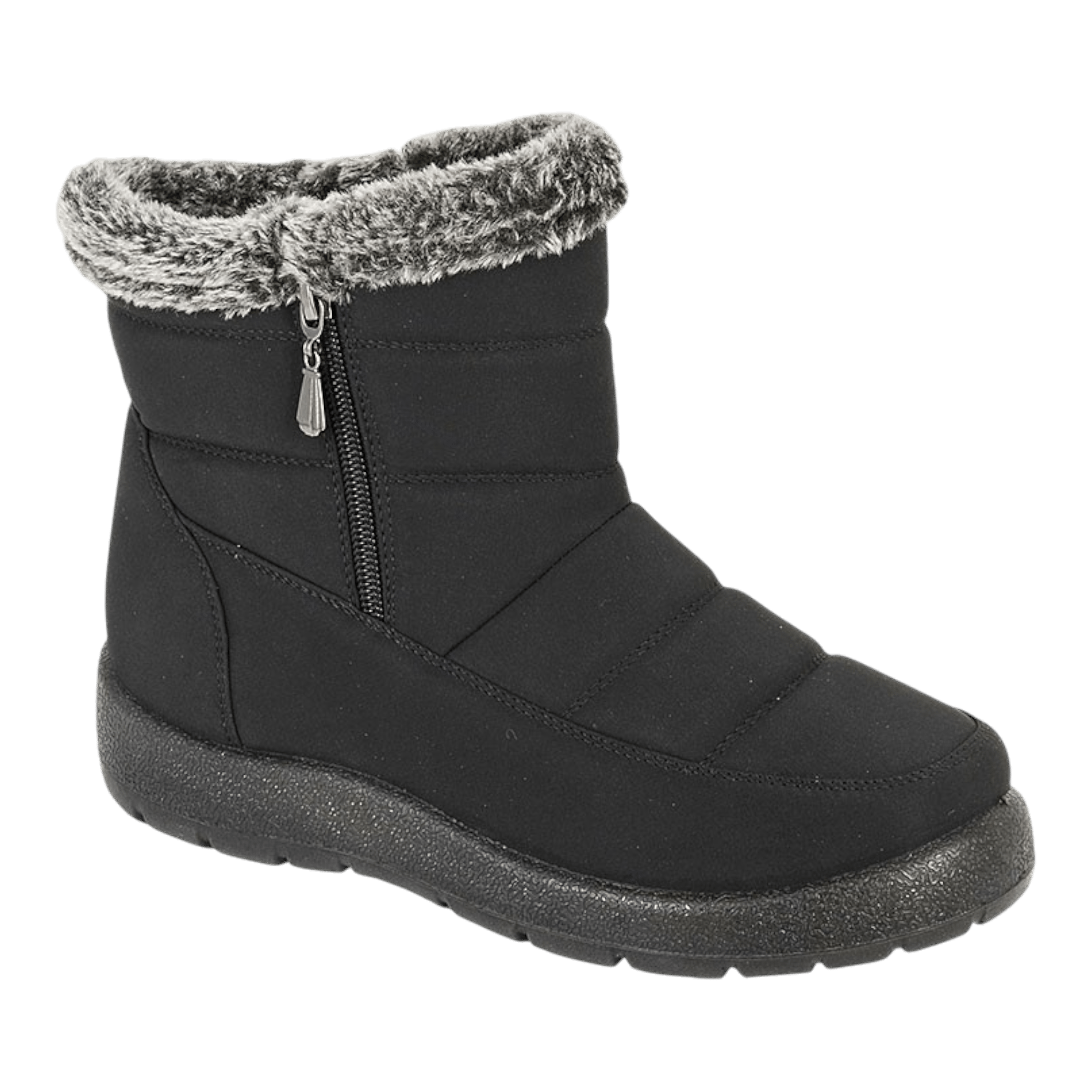 Boulevard Womens Winter Warm Fur Lined Wide Fit Snow Boot Black - Renna Clothing