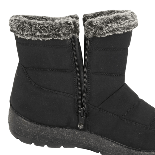 Boulevard Womens Winter Warm Fur Lined Wide Fit Snow Boot Black - Renna Clothing