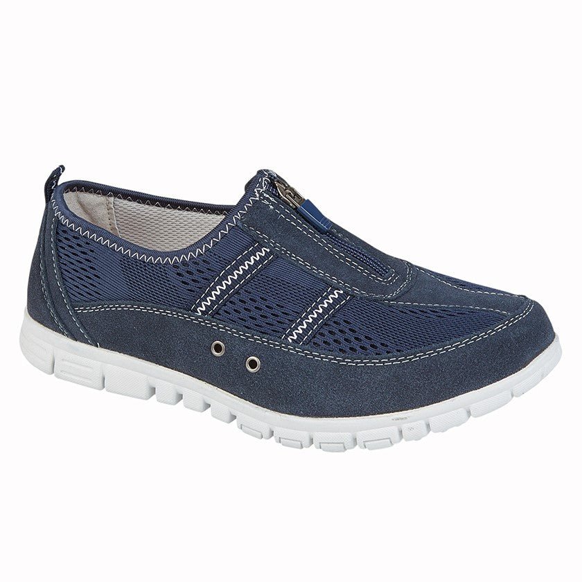 Boulevard Women’s Zip Leisure Shoes – EEE Extra Wide Fit Casual Shoes Navy - Renna Clothing