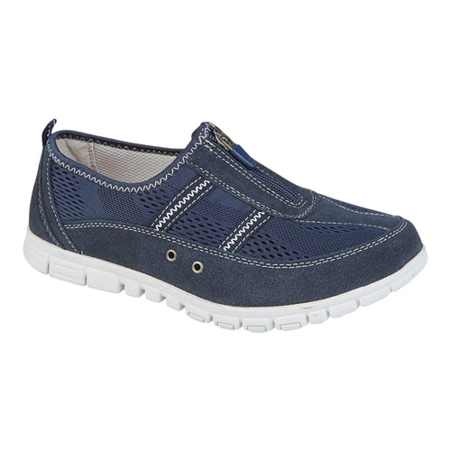 Boulevard Women’s Zip Leisure Shoes – EEE Extra Wide Fit Casual Shoes Navy - Renna Clothing