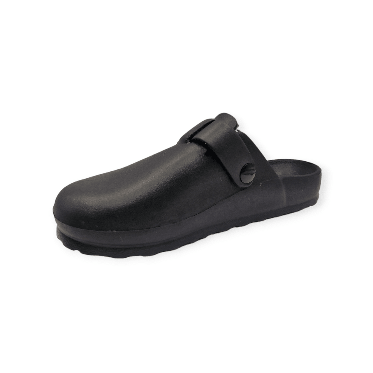 Buckled Rubber Mule Clogs Black - Renna Clothing