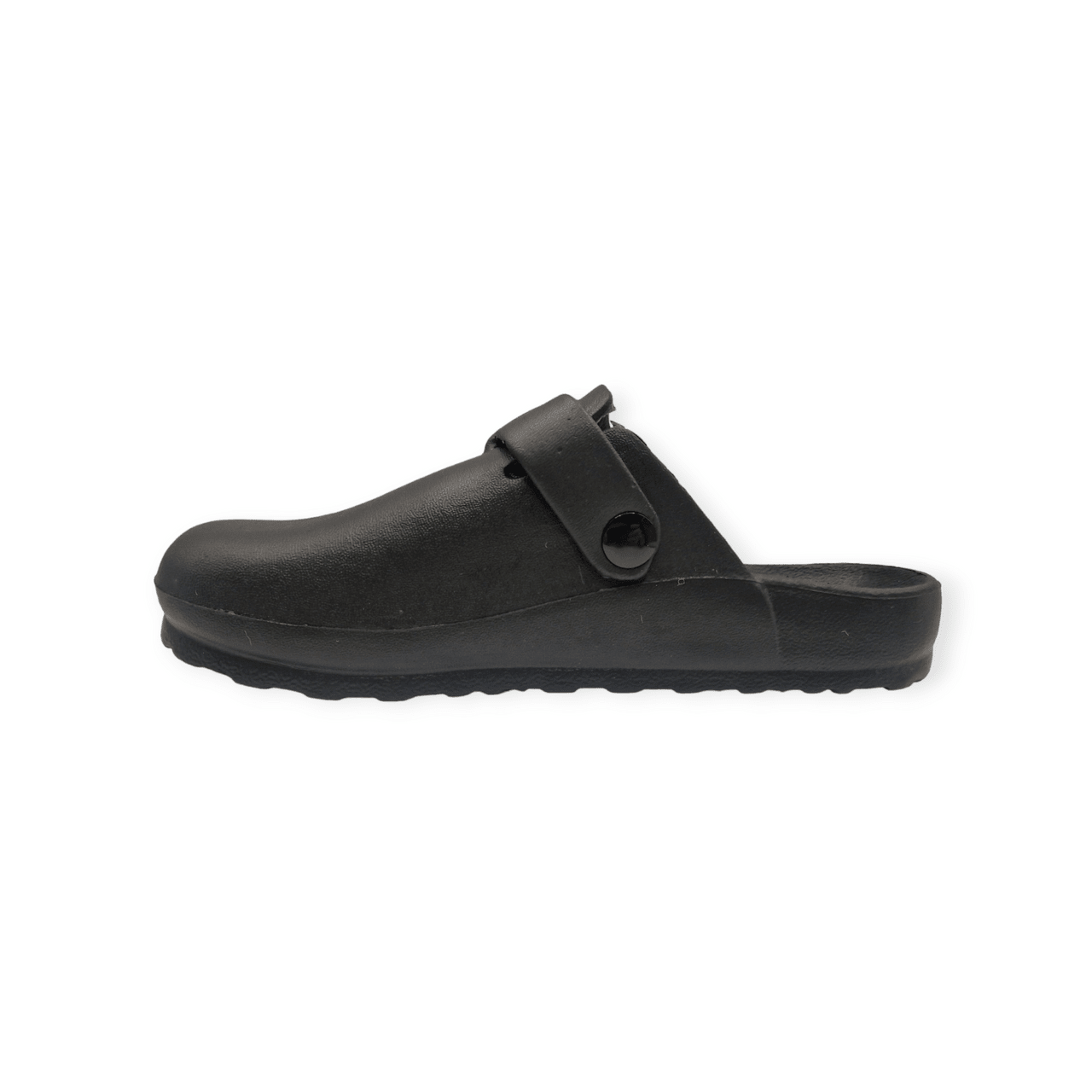 Buckled Rubber Mule Clogs Black - Renna Clothing