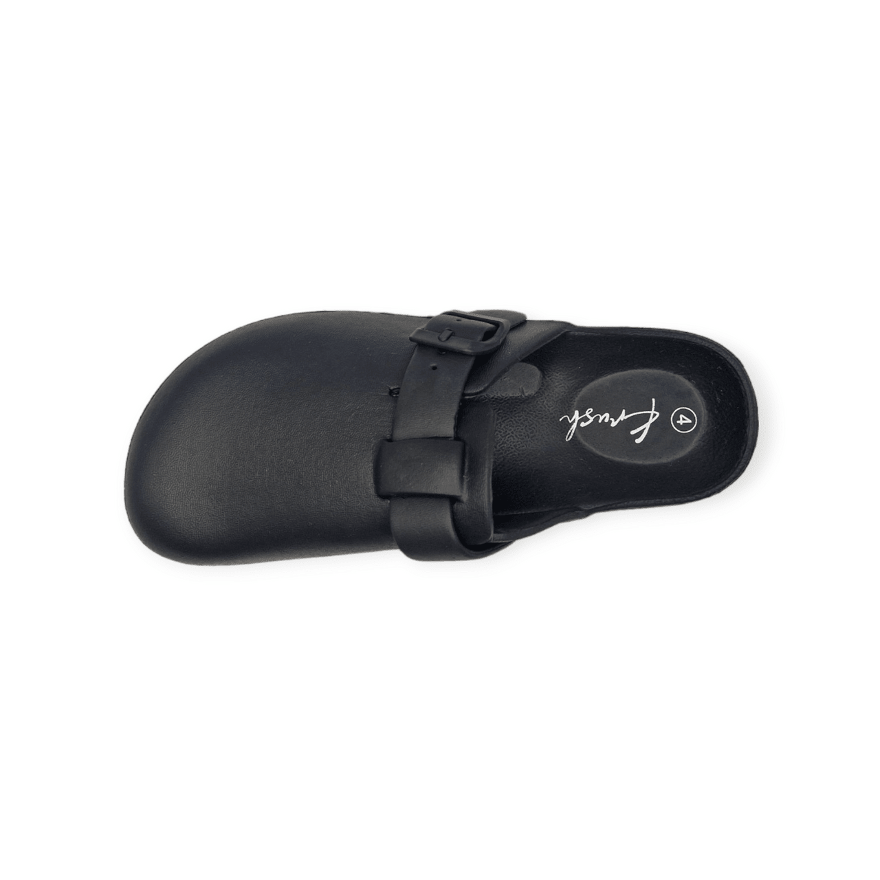 Buckled Rubber Mule Clogs Black - Renna Clothing