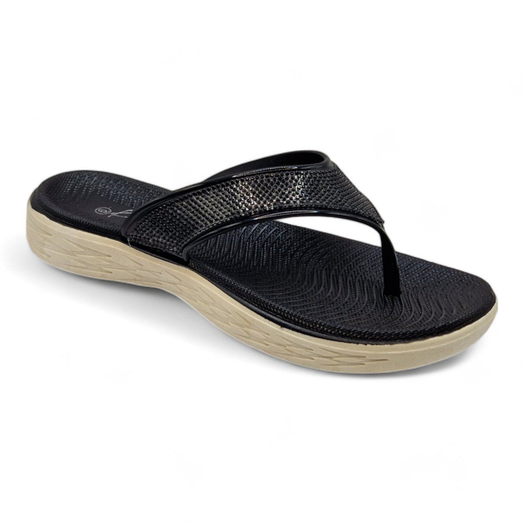 Chunky Platform Toe Post Flip Flop Black - Renna Clothing