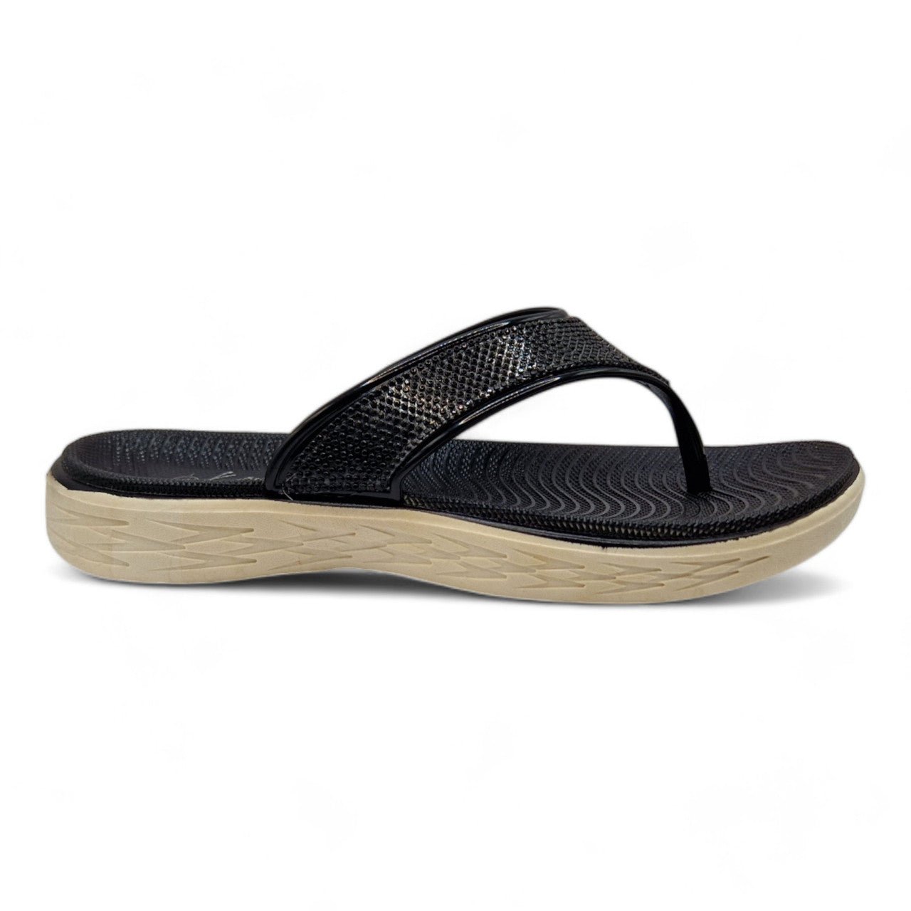 Chunky Platform Toe Post Flip Flop Black - Renna Clothing