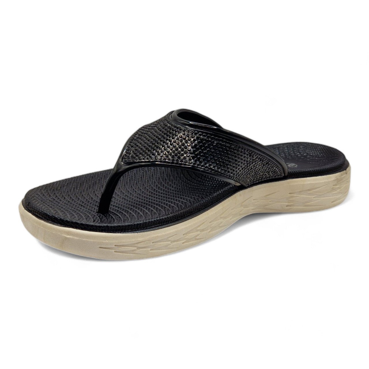 Chunky Platform Toe Post Flip Flop Black - Renna Clothing