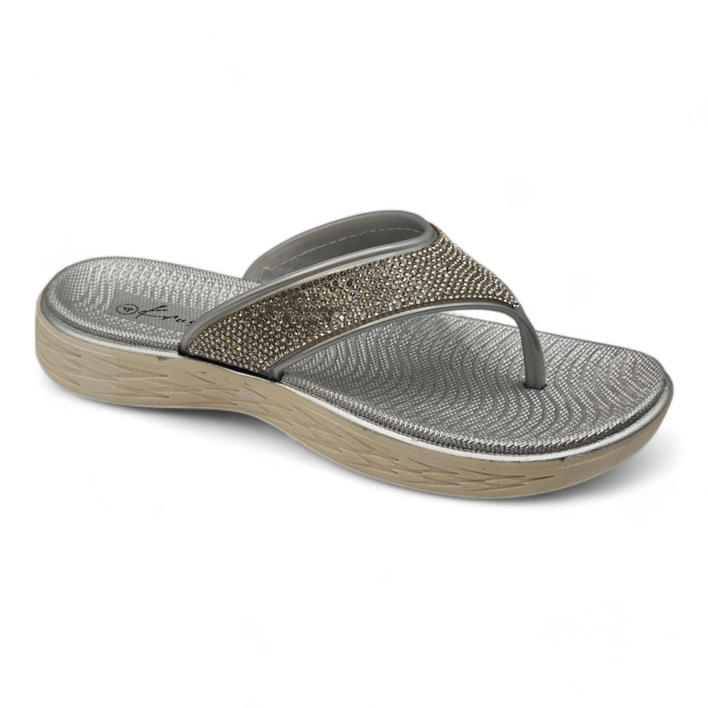 Chunky Platform Toe Post Flip Flop Silver - Renna Clothing