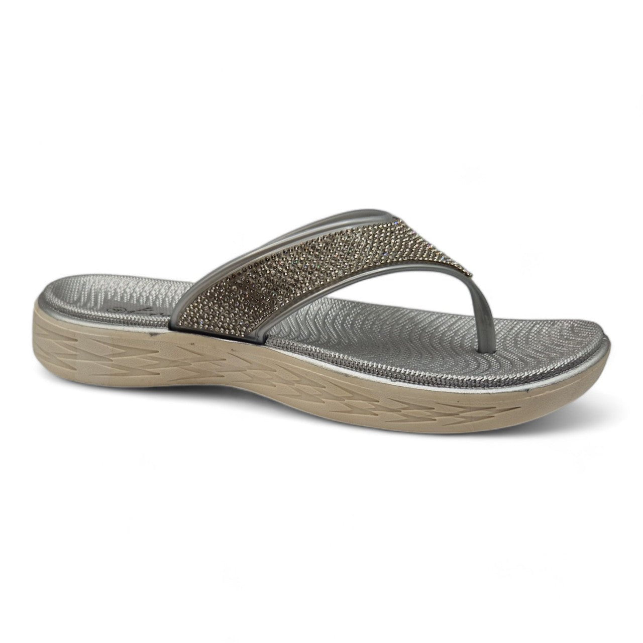 Chunky Platform Toe Post Flip Flop Silver - Renna Clothing