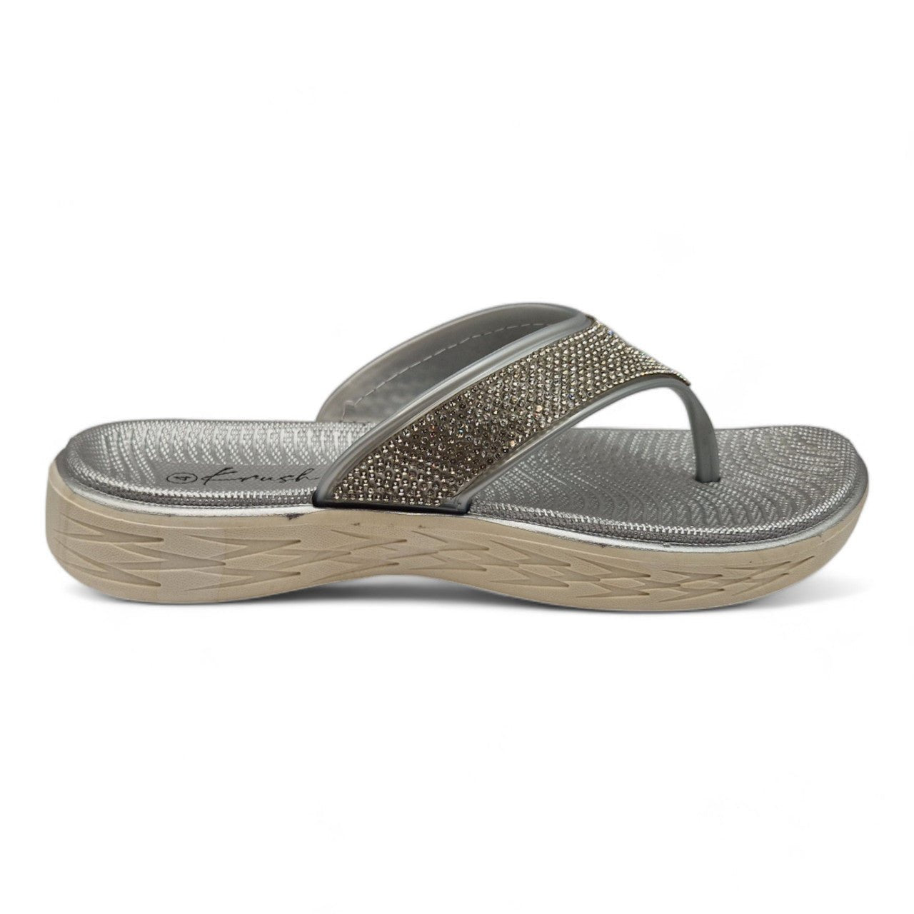 Chunky Platform Toe Post Flip Flop Silver - Renna Clothing