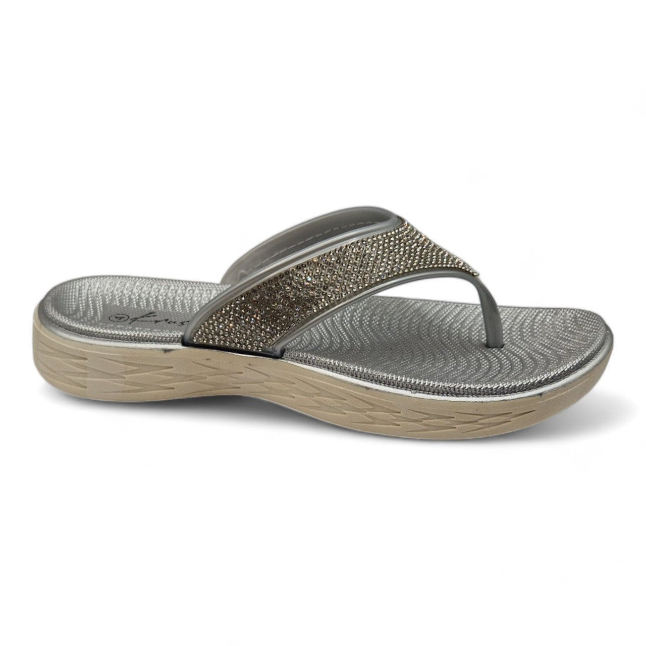 Chunky Platform Toe Post Flip Flop Silver - Renna Clothing