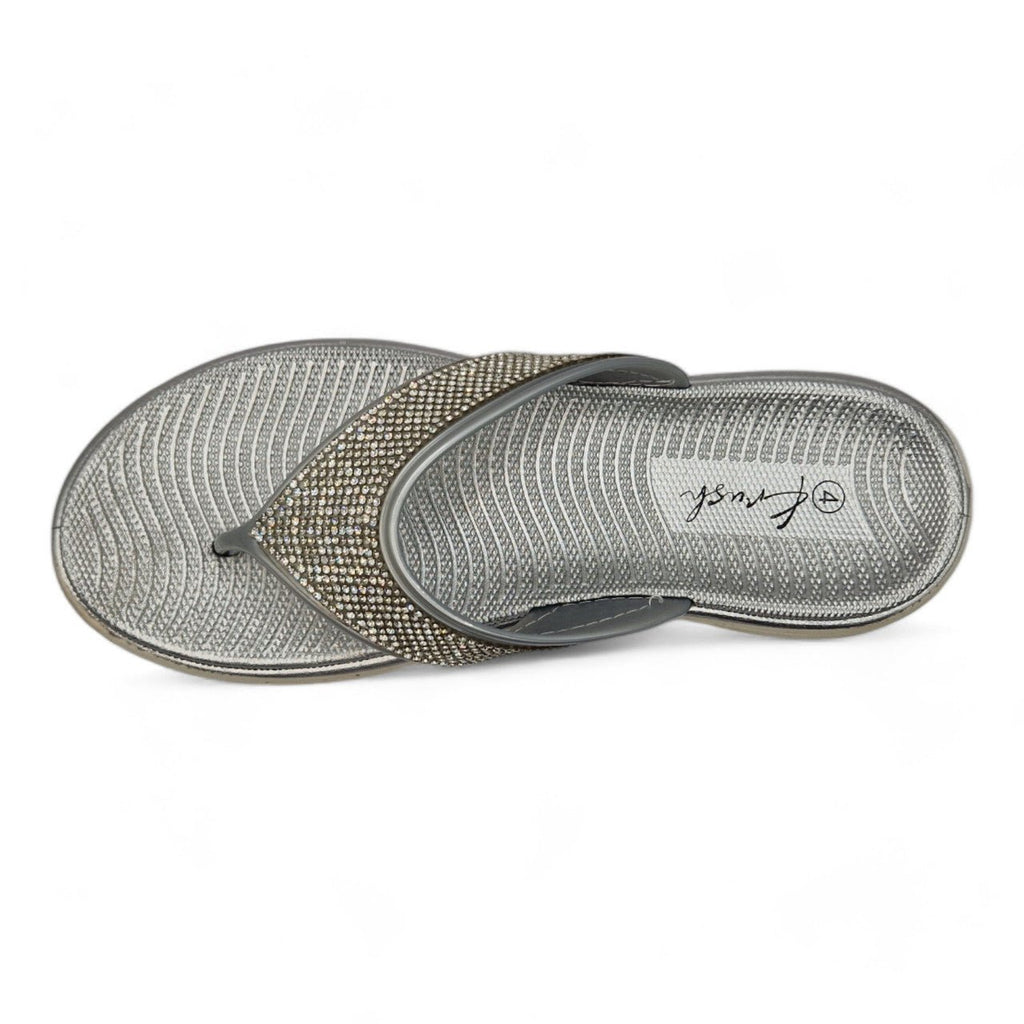 Chunky Platform Toe Post Flip Flop Silver - Renna Clothing