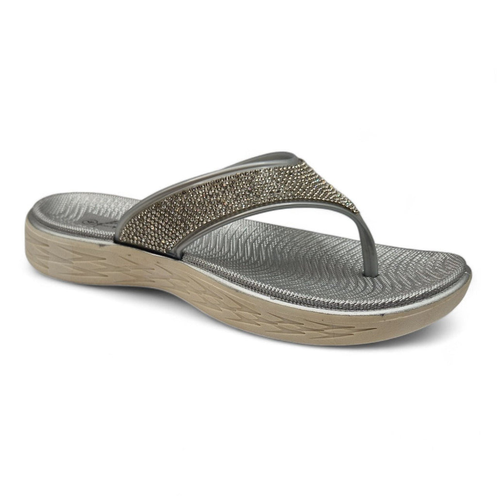 Chunky Platform Toe Post Flip Flop Silver - Renna Clothing