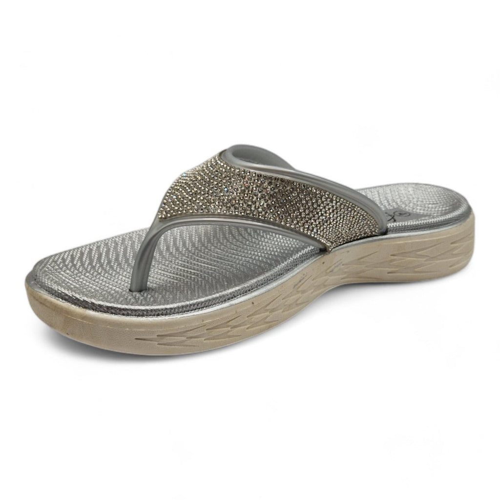 Chunky Platform Toe Post Flip Flop Silver - Renna Clothing