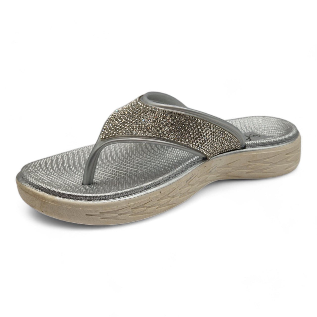 Chunky Platform Toe Post Flip Flop Silver - Renna Clothing