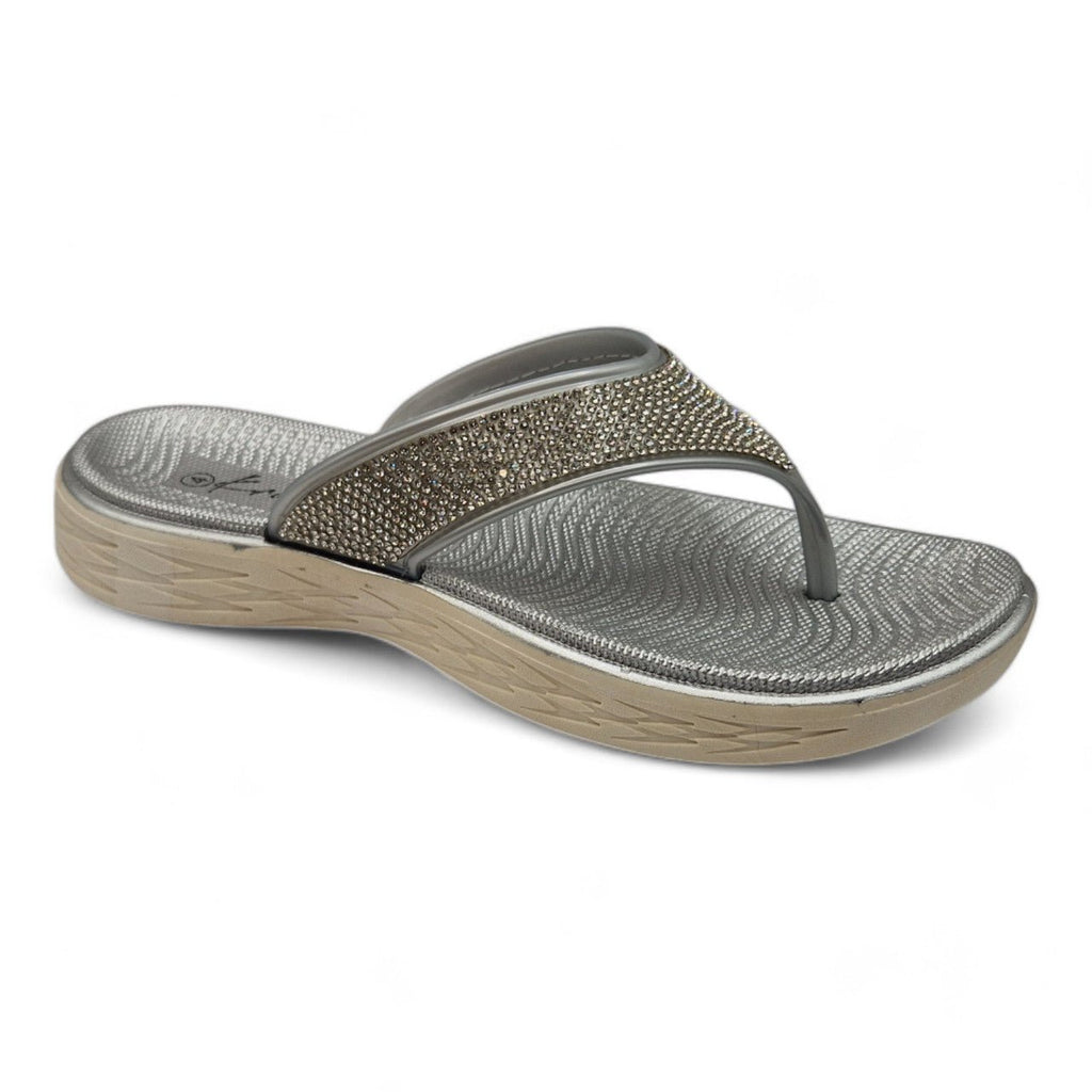 Chunky Platform Toe Post Flip Flop Silver - Renna Clothing