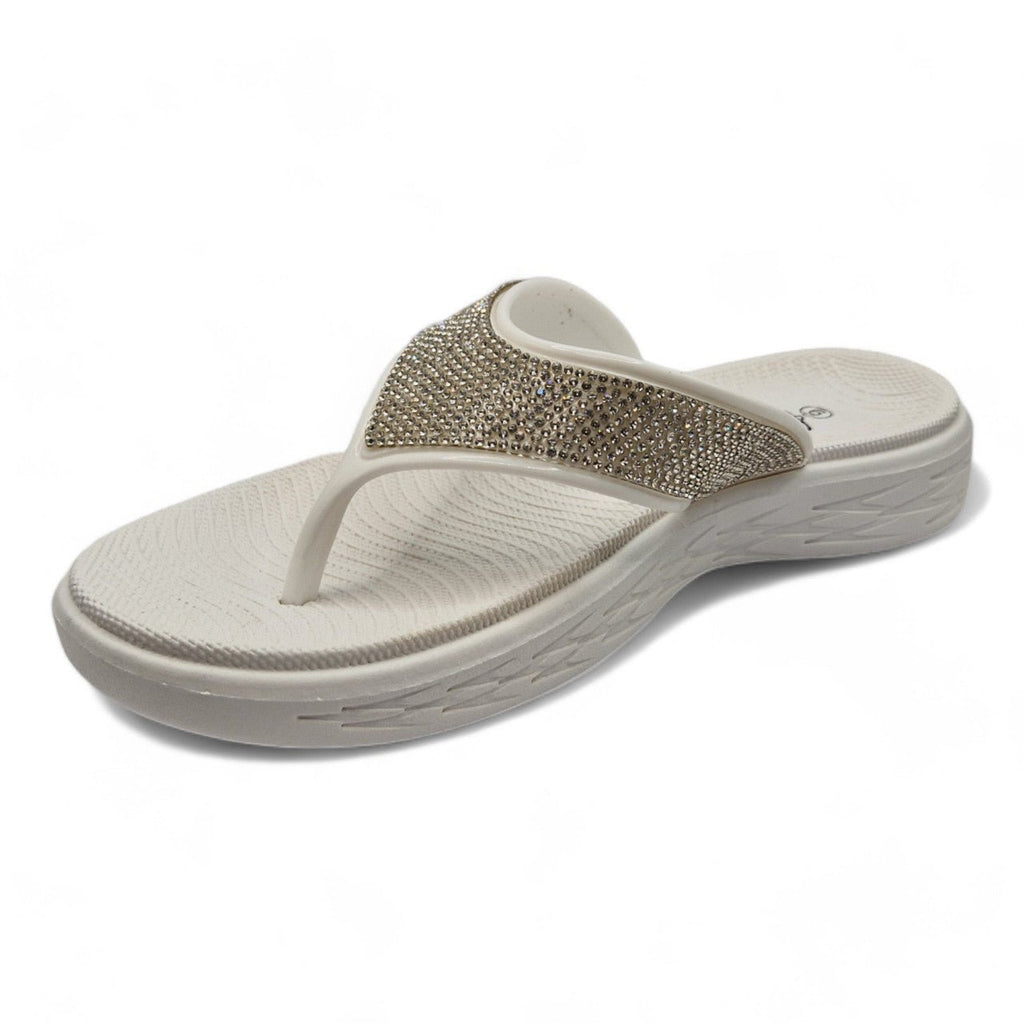 Chunky Platform Toe Post Flip Flop White - Renna Clothing