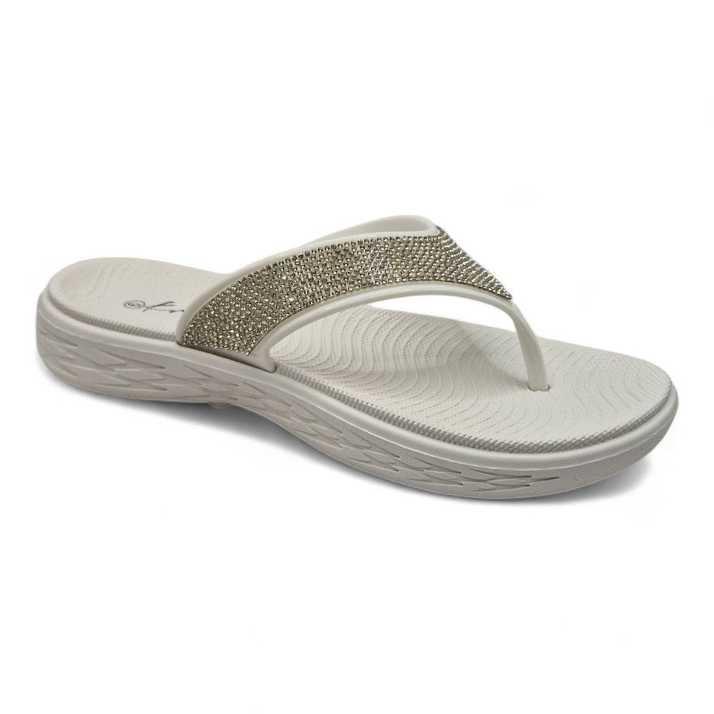 Chunky Platform Toe Post Flip Flop White - Renna Clothing