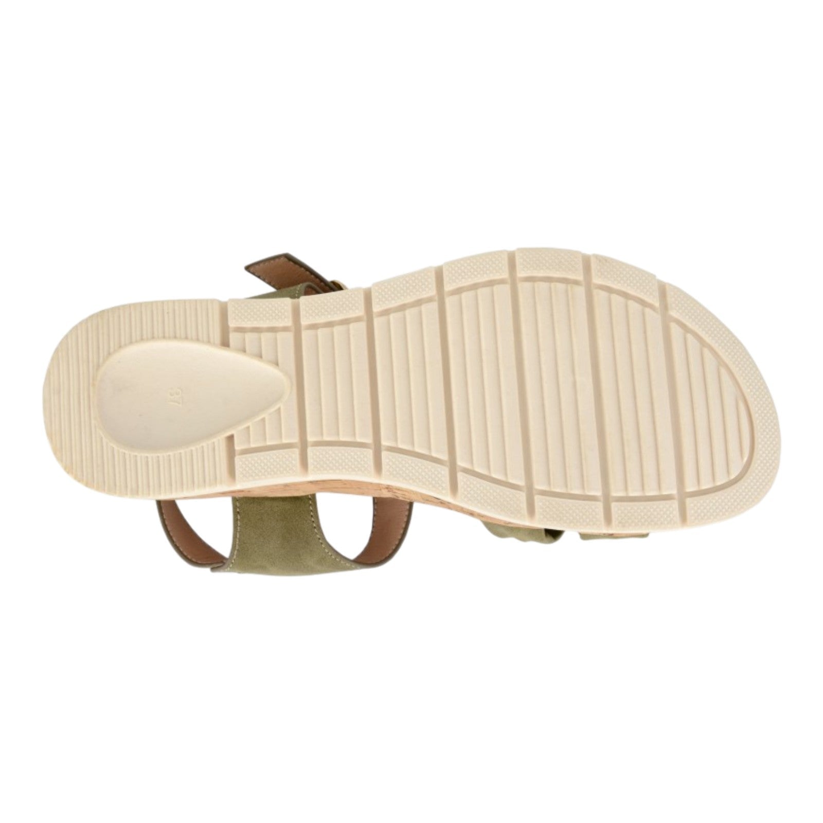 Cipriata Touch Fastening 2 Bar Low Wedge Sandals Green - Renna Clothing
