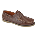 DEK Men’s Leather Moccasin Boat Shoes – Non‑Marking Stitched TPR Sole - Renna Clothing