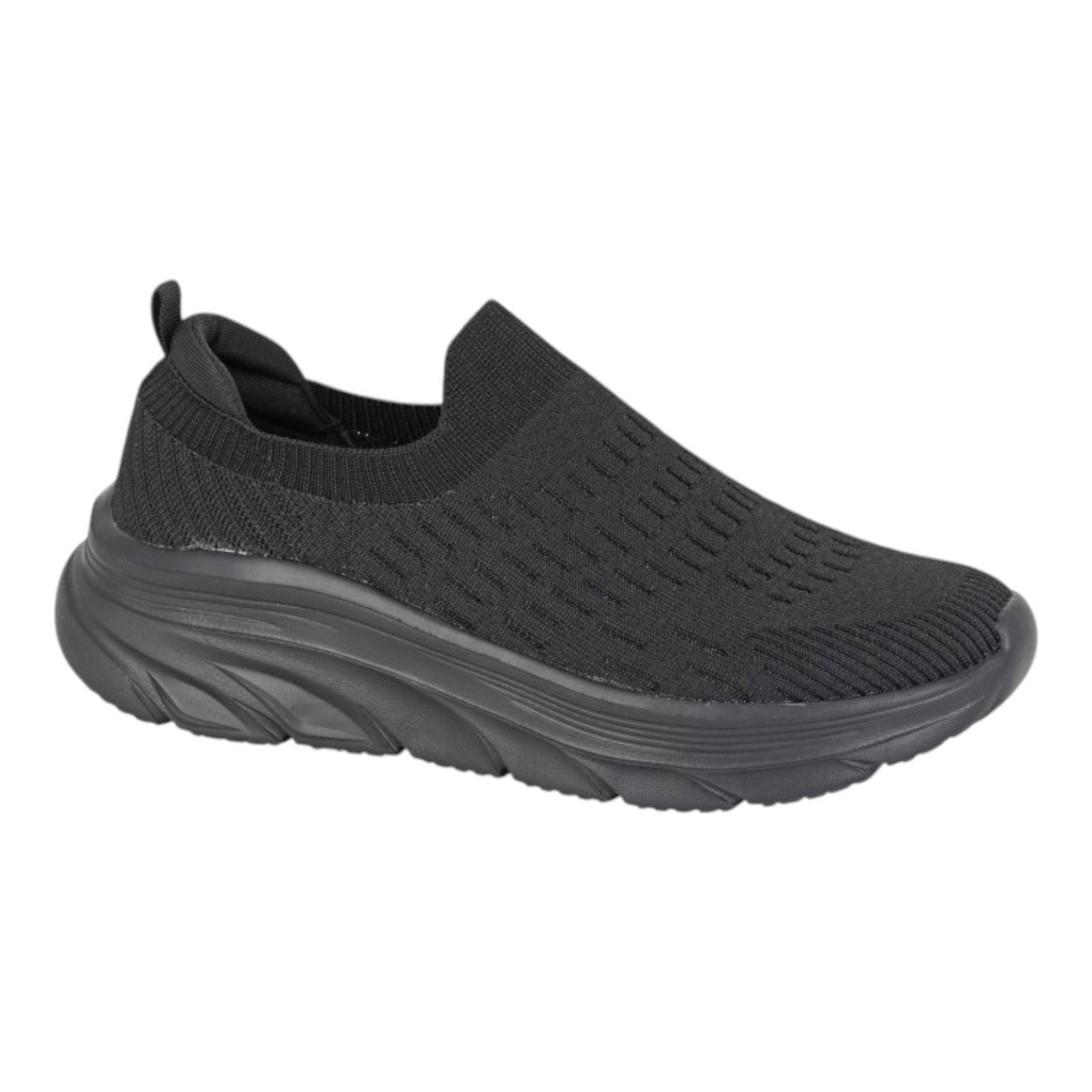 Dek Women's Slip On Breathable Flyknit Casual Trainers Black - Renna Clothing