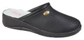 DEK Womens Slip On Leather Clogs Black - Renna Clothing