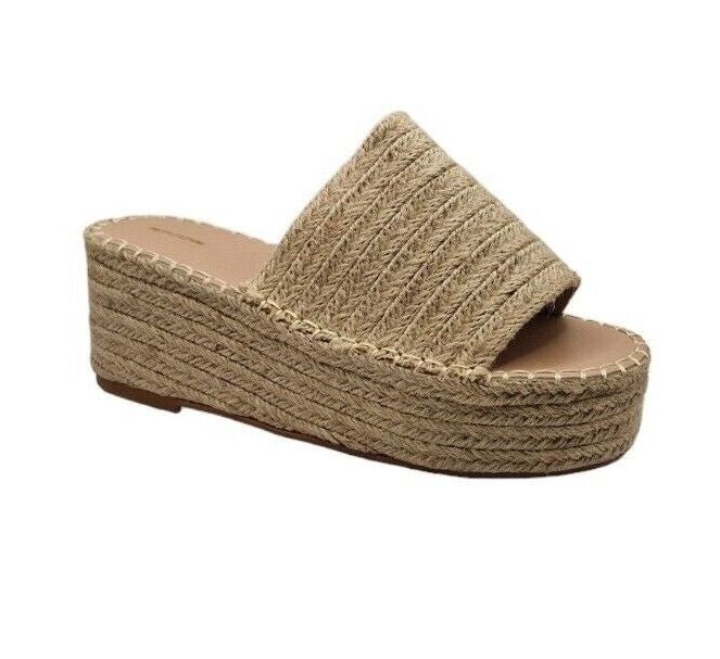 Espadrille Mule Flatform Hessian Sandal Beige - Renna Clothing