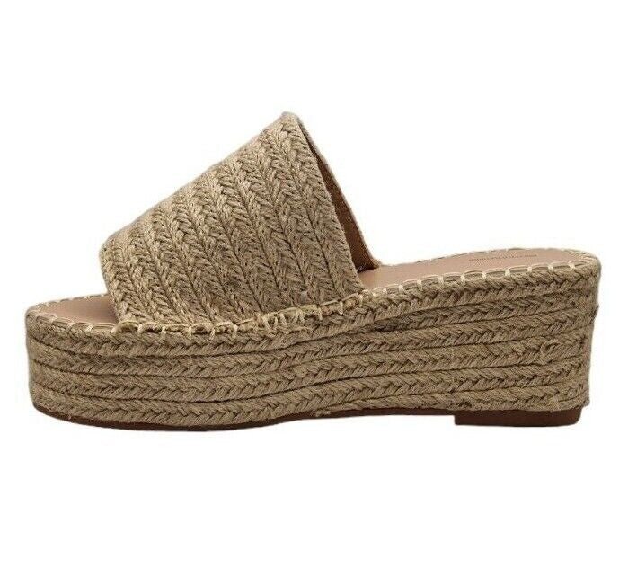 Espadrille Mule Flatform Hessian Sandal Beige - Renna Clothing