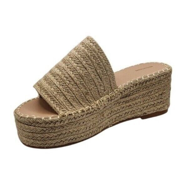 Espadrille Mule Flatform Hessian Sandal Beige - Renna Clothing