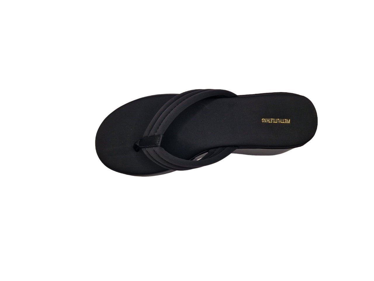 Flatform Toe Post Chunky Sandals Black - Renna Clothing