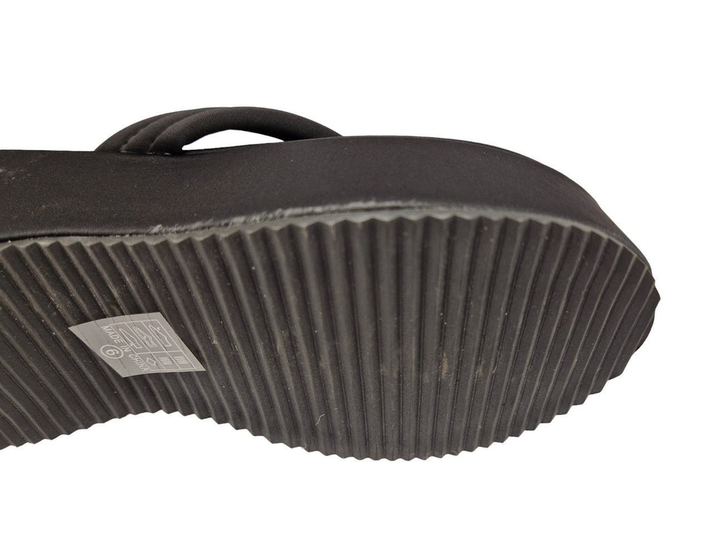 Flatform Toe Post Chunky Sandals Black - Renna Clothing
