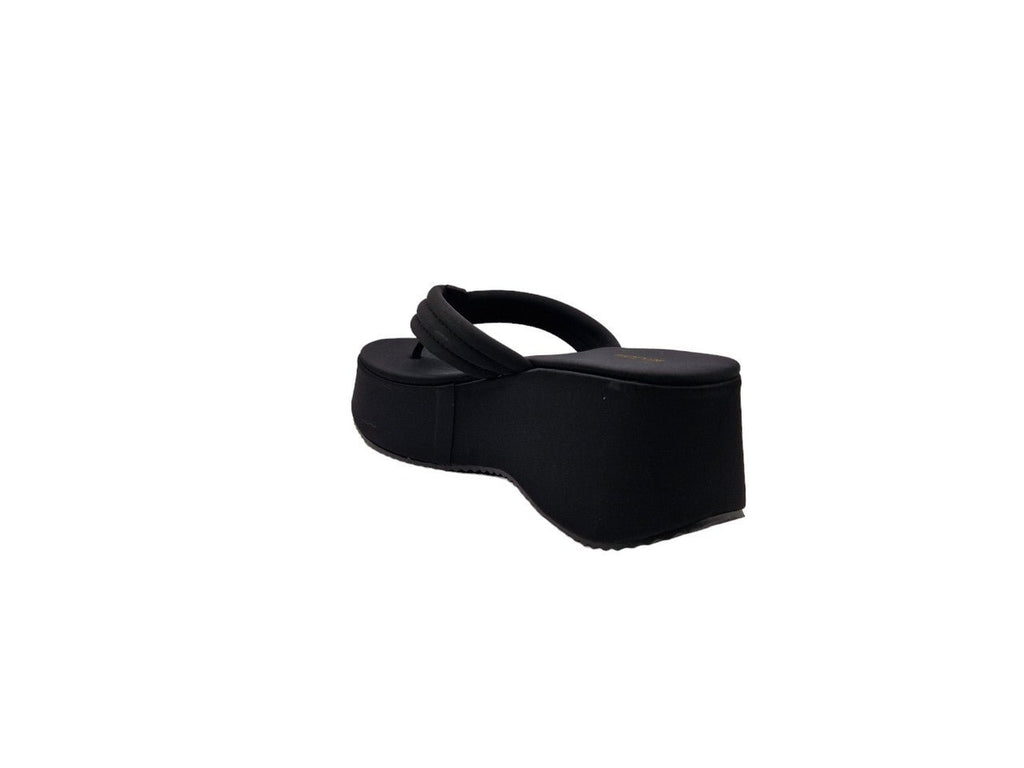 Flatform Toe Post Chunky Sandals Black - Renna Clothing