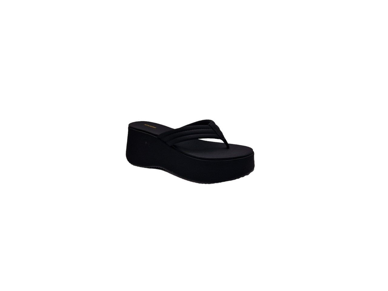 Flatform Toe Post Chunky Sandals Black - Renna Clothing